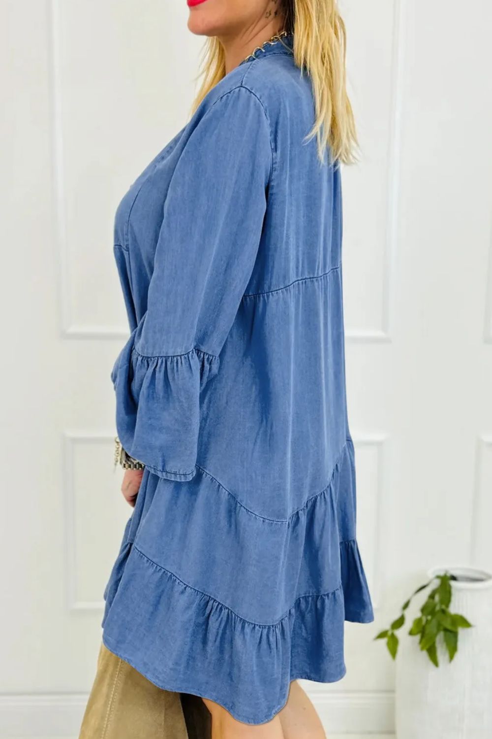 Flare Sleeve Denim Dress