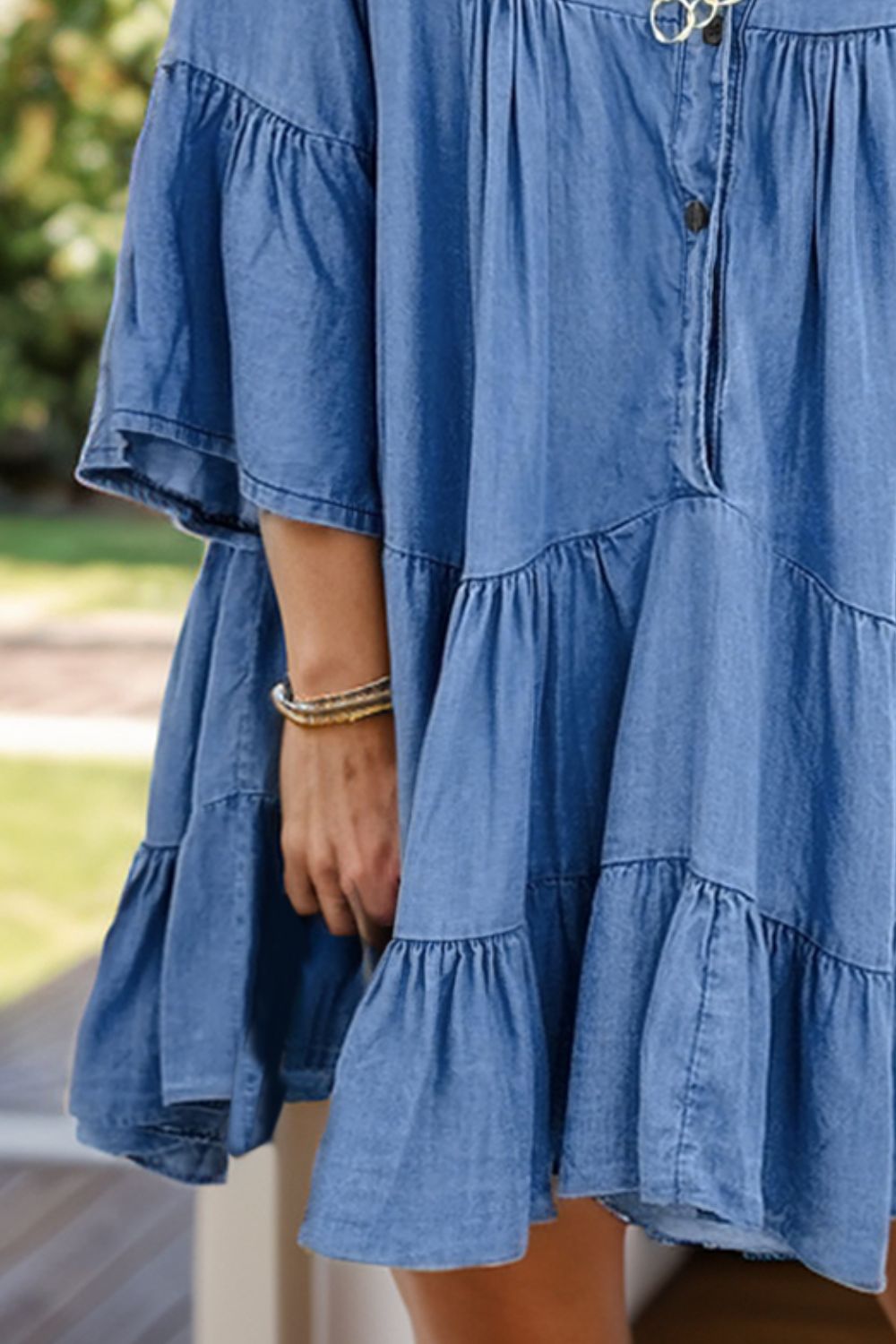Flare Sleeve Denim Dress